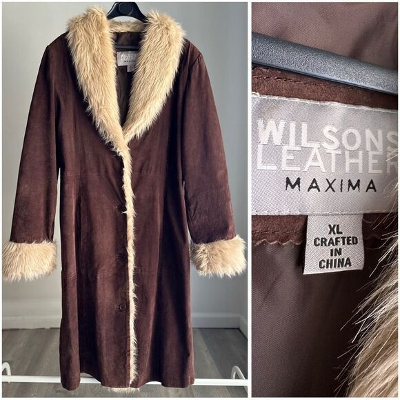 Wilsons Leather Jackets & Blazers - Y2K Wilson Maxima Suede Fur Coat XL